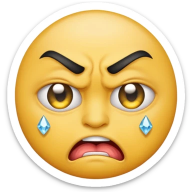 yellow round grimacing emoji, diamond grill, single teardrop tattoo under eye sticker