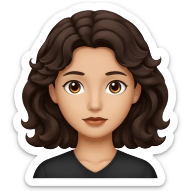 Piel morena con cabello castaño oscuro ondulado sticker