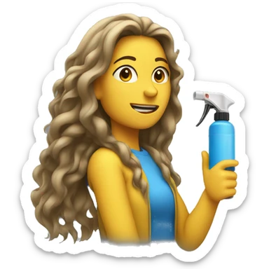 Long haired Woman spraying spray  sticker
