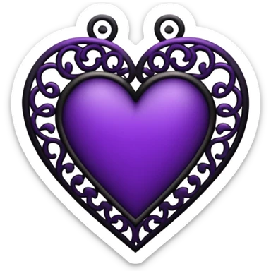 goth heart with purple lace and black filigree sticker