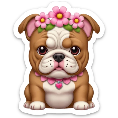 Bulldog with flowers  sticker