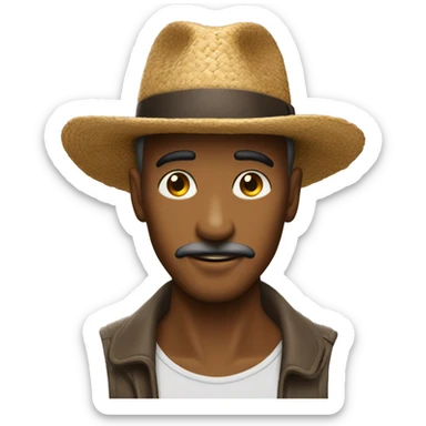 Homme qui tient son chapeau au nivau du ventre  sticker