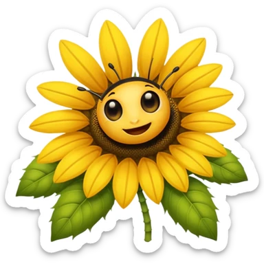  girasol y una aveja grande sticker