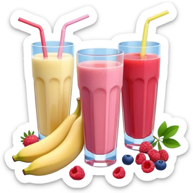 Juice contains: Strawberry Yoghurt, Blueberries, Apple Juice, Raspberries, Banana & Ice. In 3D. Aesthetic sticker