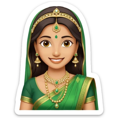 Indian bride in green saree sticker