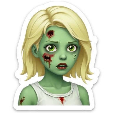 zombie blonde girl with white skirt, green skin and that it be in profile form  sticker