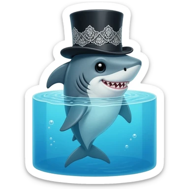 Shark with a top hat sticker