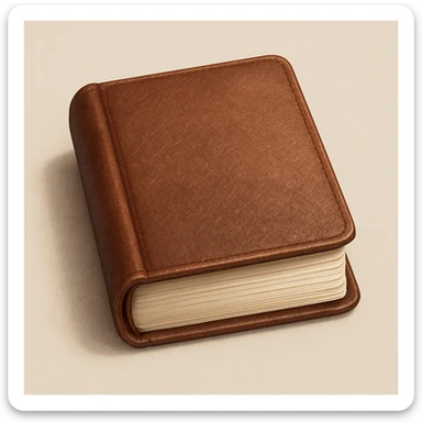 A journal icon, detailed and realistic, with a textured book cover and visible pages, giving it a lifelike appearance. sticker