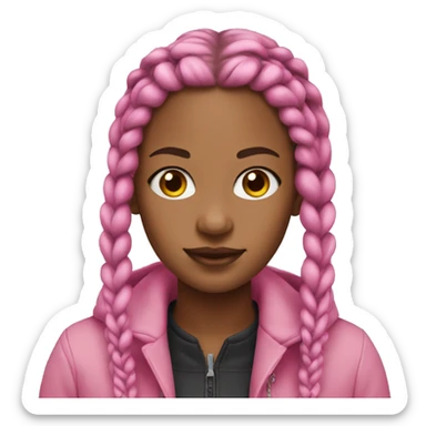 Girl with box braids and pink coat  sticker