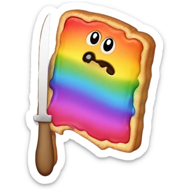Rainbow evil poptart with a knife sticker