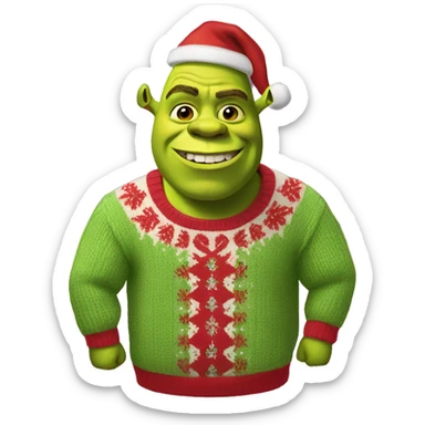Shrek in a holiday sweater  sticker
