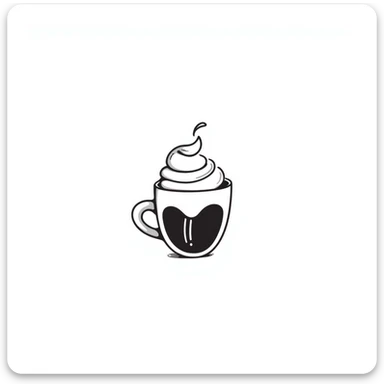 hand-drawn doodle of a cappuccino cup with steam and foam sticker