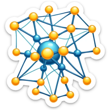 cartoon neural network with glowing nodes and connections sticker
