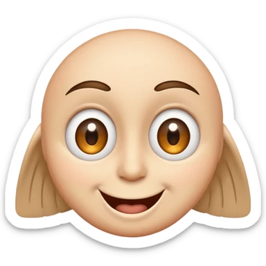 wide eyes open flying face with one eye winking, with a big smile sticker