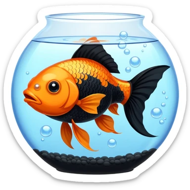 black and white goldfish in a fish tank sticker
