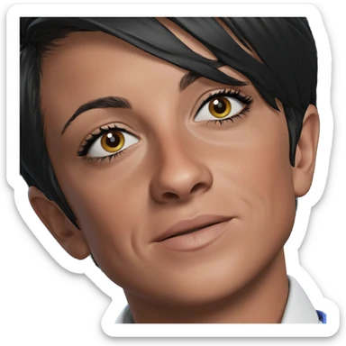 portrait of a black haired boy sticker