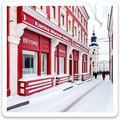 Вывеска магазина "красное и белое" sticker