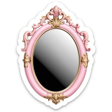 vintage rococo pale pink inflatable puffy mirror sticker