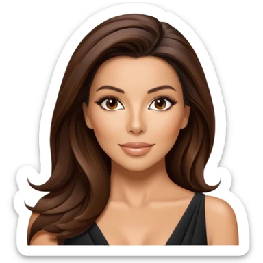 Eva Longoria emoji, radiant skin, flowing brunette hair, L'Oréal beauty campaign, chic and modern sticker