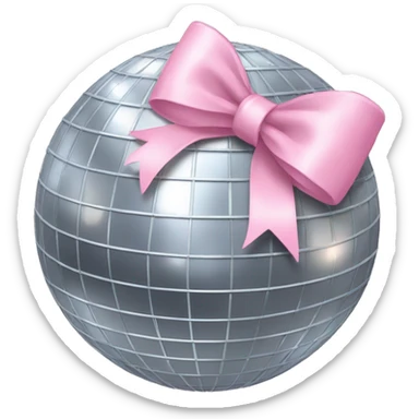 Disco ball with a light pink bow  sticker