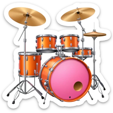 pink and orange drum set  sticker