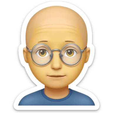 shy no hair circle face yellow sticker