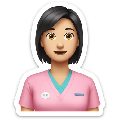 Pink uniform physiotherapist black hair sticker