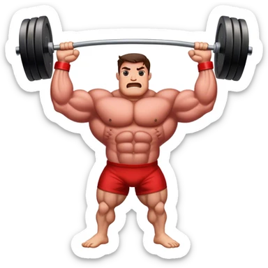 Slab of steak with big muscles lifting weights  sticker