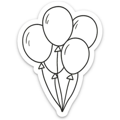 a bunch of hand-drawn outlined balloons, playful sticker