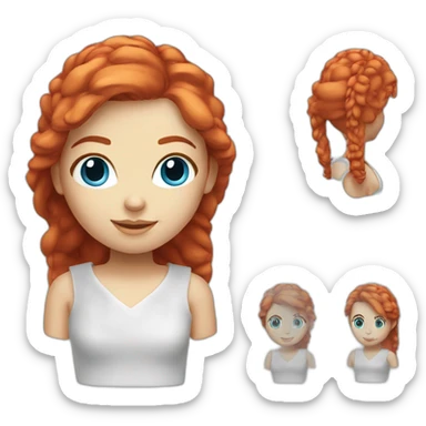 blue-eyed red-haired girl with 3d printer sticker