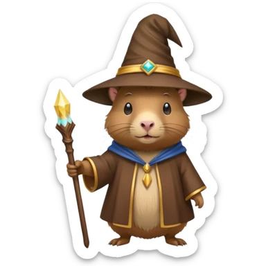 Cute capybara wizard sticker