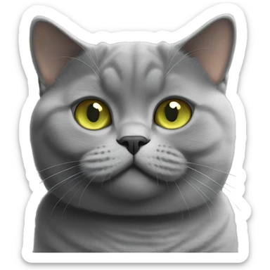 grey british shorthair cat with greenish yellow eyes  sticker