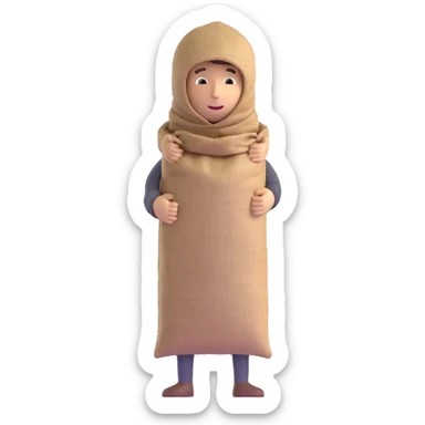 man with burlap sack over head full body sticker