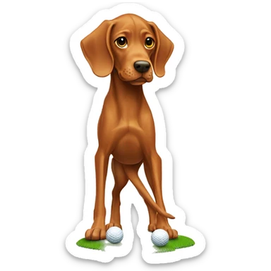Vizsla playing golf sticker