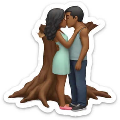 romantic kiss under tree sticker