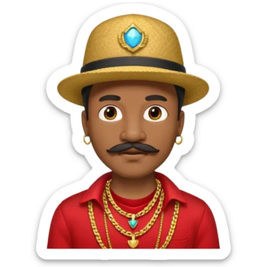 Black gypsie with mustache,hat, gold necklaces and red clothes  sticker