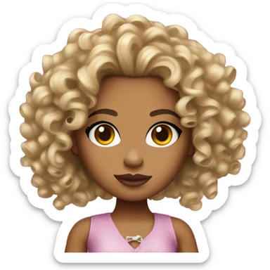 modern version bratz doll with curly hair  sticker