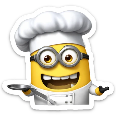 Despicable 4 character mega minion chef cooking up a storm sticker