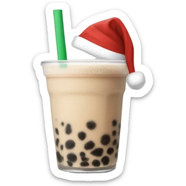 Boba tea with a santa hat sticker