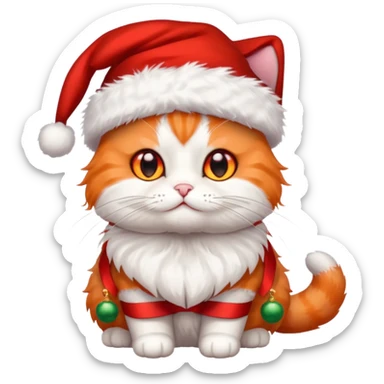 a full-body cute cat with Christmas accessories  sticker