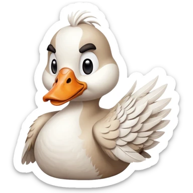 art style drawing goose character giving a thumbs down sticker