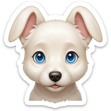 Blue eyed small white dog ffloppy ears sticker