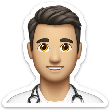 The man is white, with dark hair, a rehabilitator and massage therapist sticker