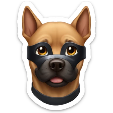 Dog wearing a Batman mask sticker