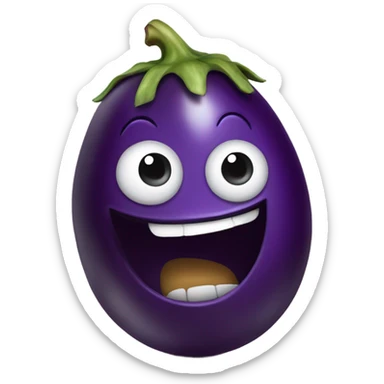 Rolling eye emoji eating egg plant  sticker