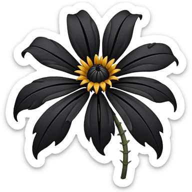 Wilted Flower emoji black sticker