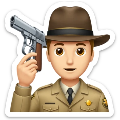 Mann zielt mit seiner Pistole auf seinen Kopf sticker