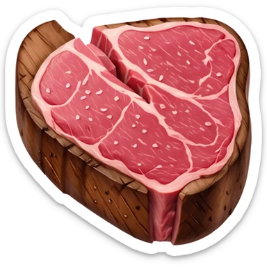 Cinematic thick-cut steak, perfectly seared with grill marks, a juicy pink center, rich and savory, warm glow, sizzling and mouthwatering, highly detailed and appetizing. sticker