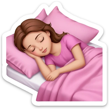 Girl sleep, pink sheets, brown hair sticker