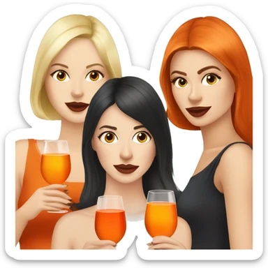 Three beautiful girls Blonde redhead and brunette  drinking aperol   sticker